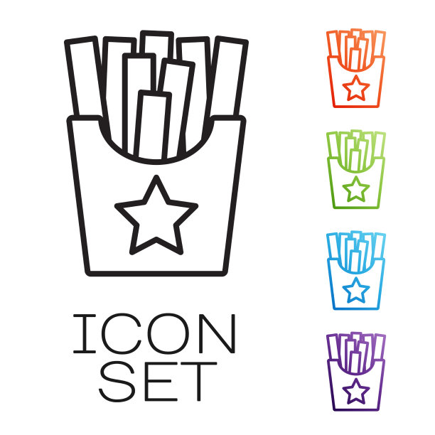 黑线土豆薯条纸盒包装图片下载