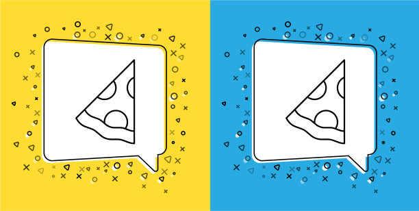 设置线切片披萨图标隔离在黄色图片下载