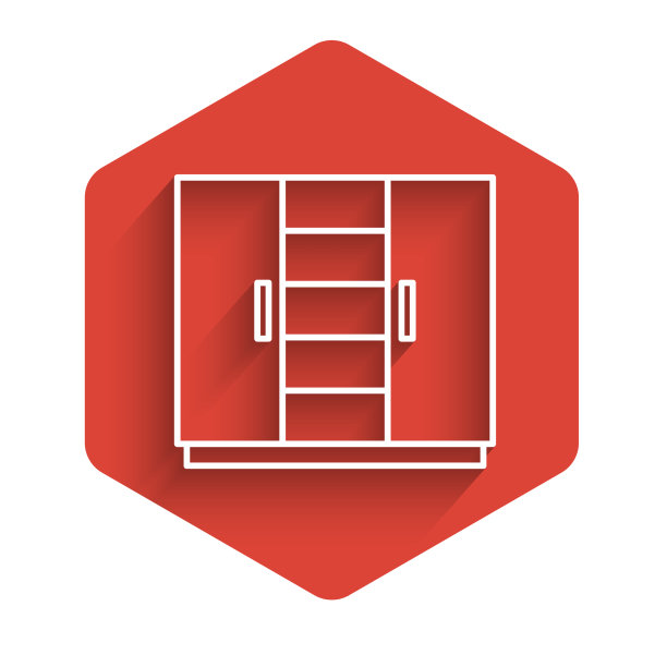 白色线衣橱图标孤立与长影子图片下载