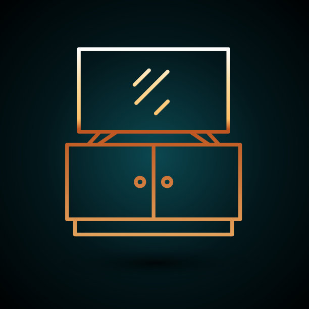 金线电视台架图标孤立在黑暗图片下载