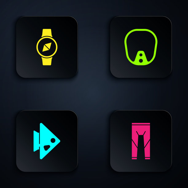 套潜水服指南针鱼和潜水面罩黑色图片下载