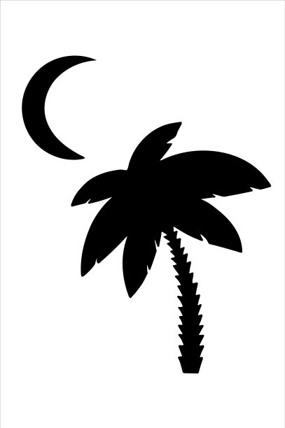 棕榈树和月亮的轮廓图片下载