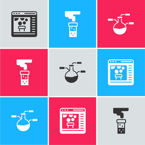 设置化学在线试管、烧瓶和图标图片下载