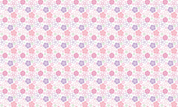 花朵图案“KIKYO, KIKU、梅花、樱花”图片下载