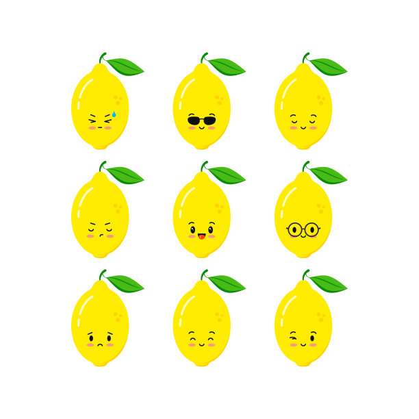 可爱的柠檬搞笑卡通人物图标集图片下载