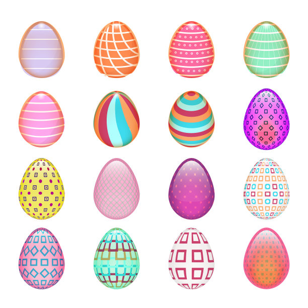 复活节春天集合了彩色孤立蛋图片下载