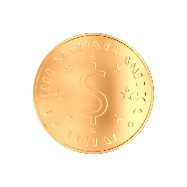 金币与美元雕刻，3D插图。图片下载