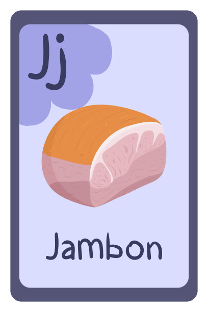 ABC食品教育闪存卡字母j - jambon图片下载