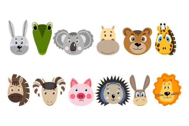 兔脸套上五颜六色的可爱动物图片下载