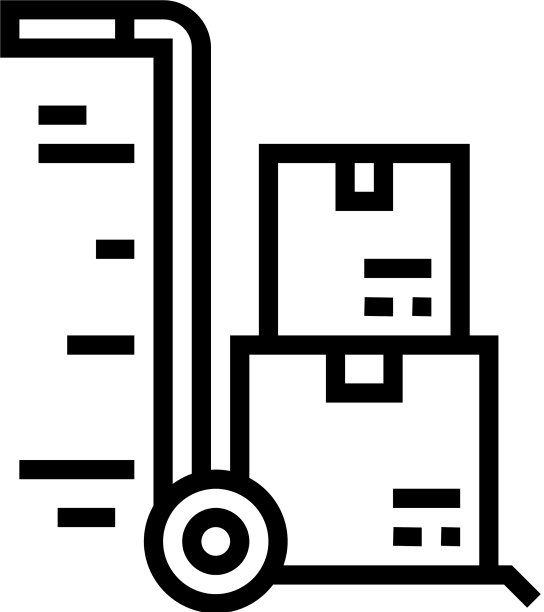 仓库手推车包裹免费航运线图标图片下载