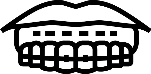 贴着嘴唇、牙齿、牙架、线条的图标图片下载