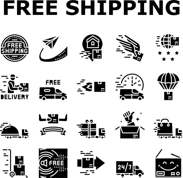 免费送货服务收集图标集图片下载