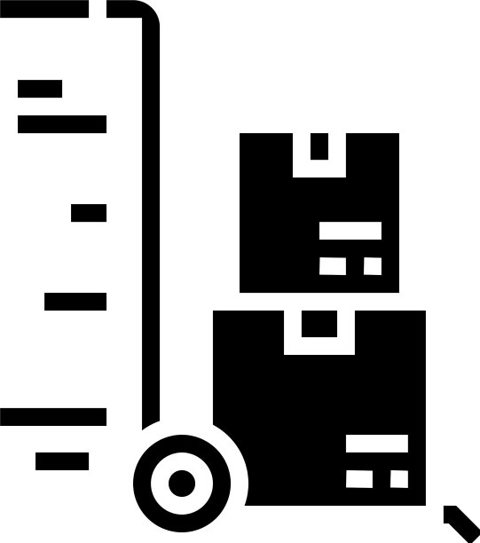 仓库手推车包裹免费送货字形图标图片下载