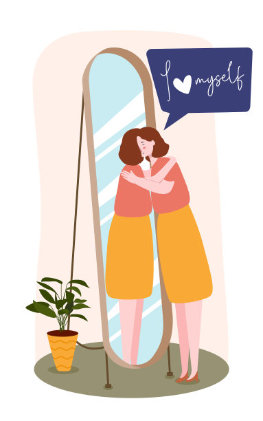 我喜欢我的自我概念女人拥抱她图片下载