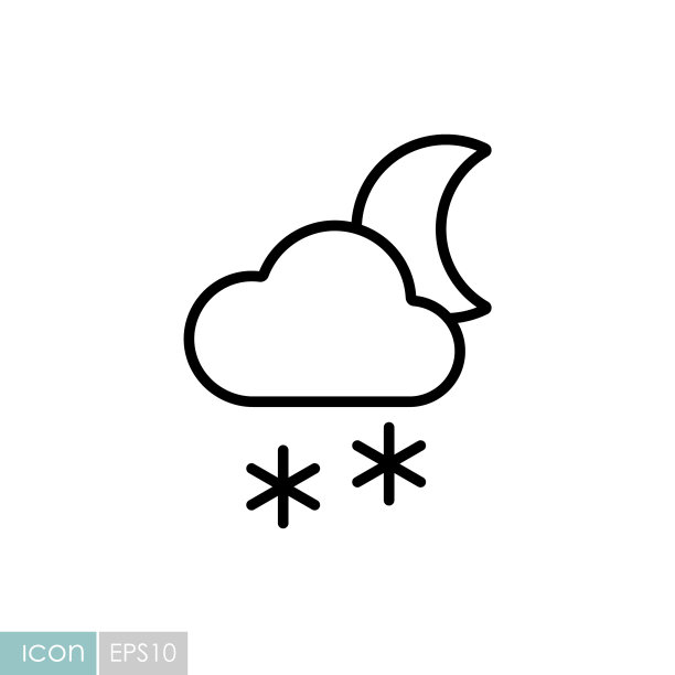 带雪月亮天气符号的云朵图片下载