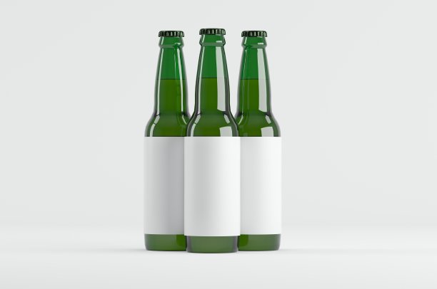 啤酒瓶绿色模型3D插图图片下载