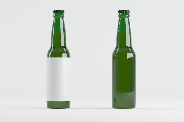 啤酒瓶绿色模型3D插图图片下载