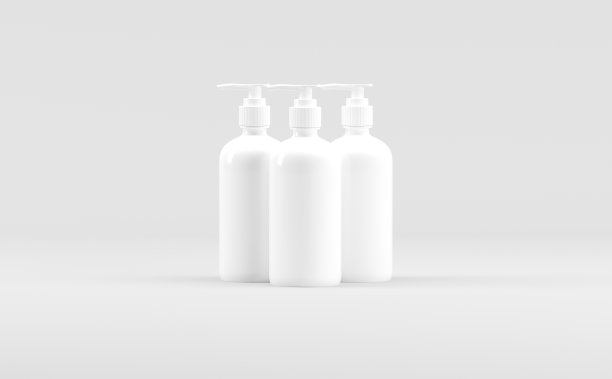 白色塑料瓶泵配器肥皂洗发水液体模型3D插图图片下载