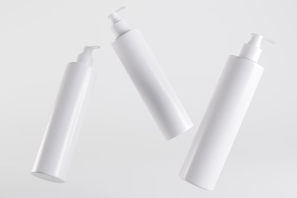 白色化妆品洗发水瓶3D插图图片下载