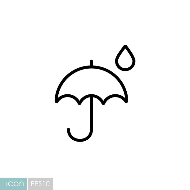 雨伞和雨滴图标天气标志图片下载