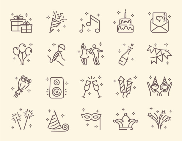 大型集图标描绘庆典图片下载