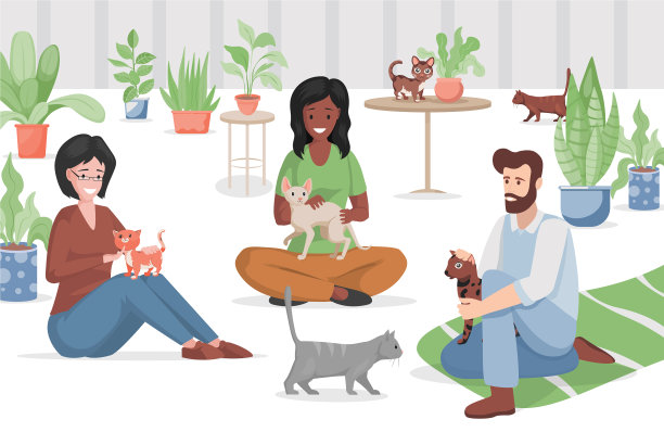 猫咪咖啡馆或宠物商店公寓图片下载