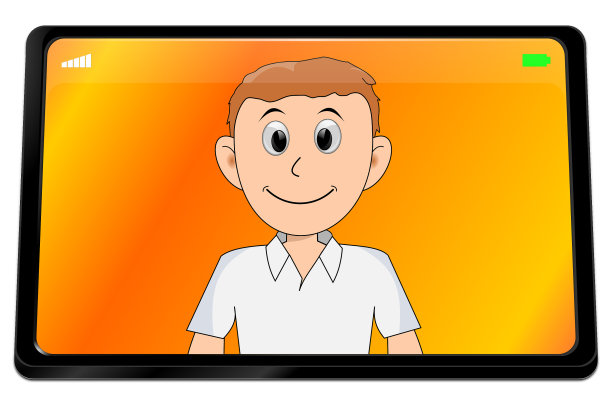 年轻人在平板电脑上使用视频聊天- 3D插图图片下载