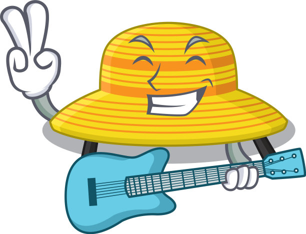 才华横溢的音乐家夏日帽子卡通设计图片下载