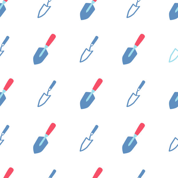 可爱的迷你花园铲在白色的背景图片下载