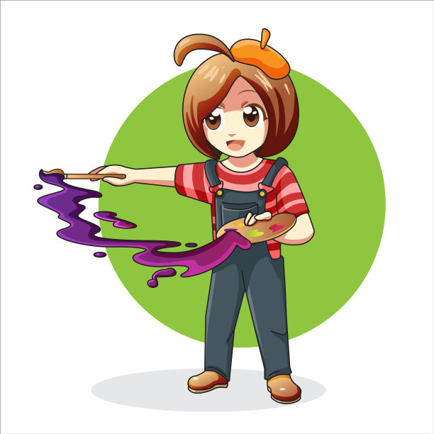 可爱的卡通女画家图片下载