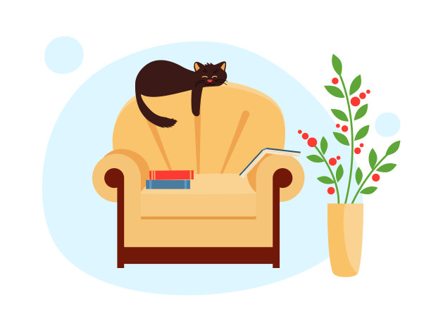 可爱的小猫躺在温暖的房间的靠背上图片下载