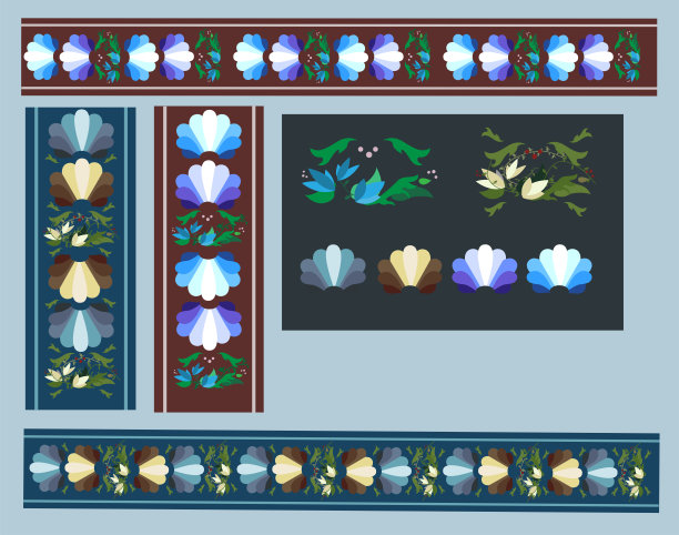 中世纪风格的装饰性镶边花图片下载