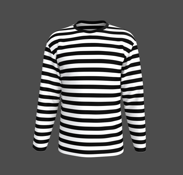 男人的条纹长袖t恤模型在前面的观点图片下载