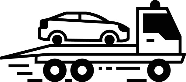 拖车服务，车辆事故救援矢量字形图标设计，路边援助概念，白色背景上的救援反应符号图片下载