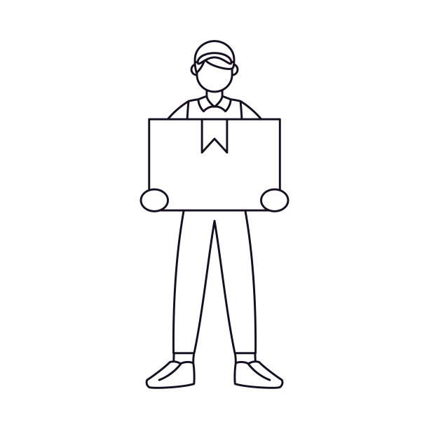 带着包裹的单独送货员图片下载