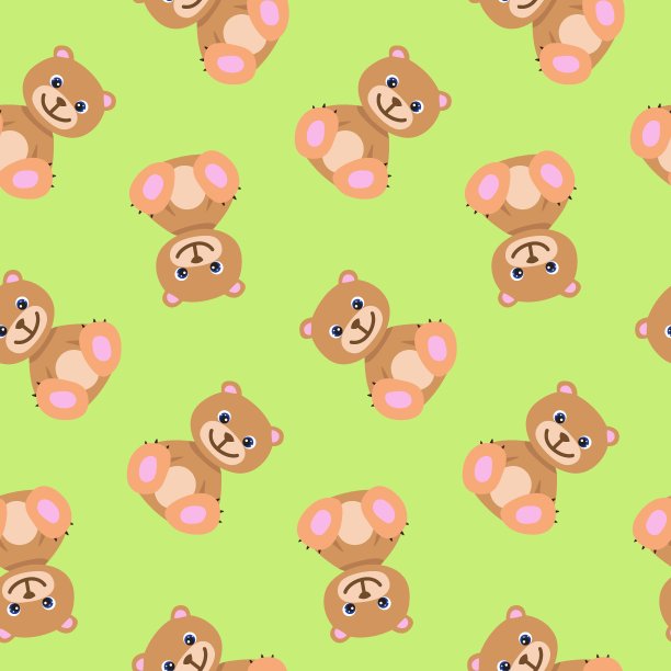 无缝图案与可爱的棕色泰迪熊在柔和的颜色。宝贝说明。儿童卡通印刷。完美的儿童服装，纺织品，苗圃墙纸，礼品包装，贺卡图片下载
