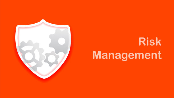 风险管理。齿轮在盾牌。与复制smace和大文本。简单的现代矢量图图片下载