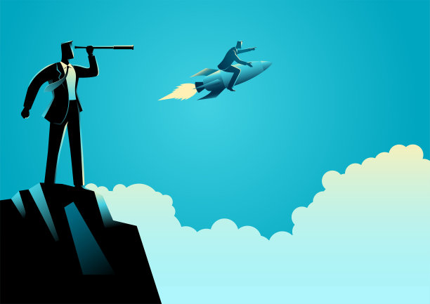 商人用望远镜观察他的竞争对手图片下载