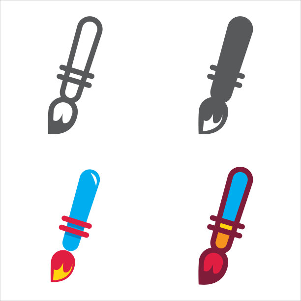 油漆刷设计图标集。矢量插图。图片下载