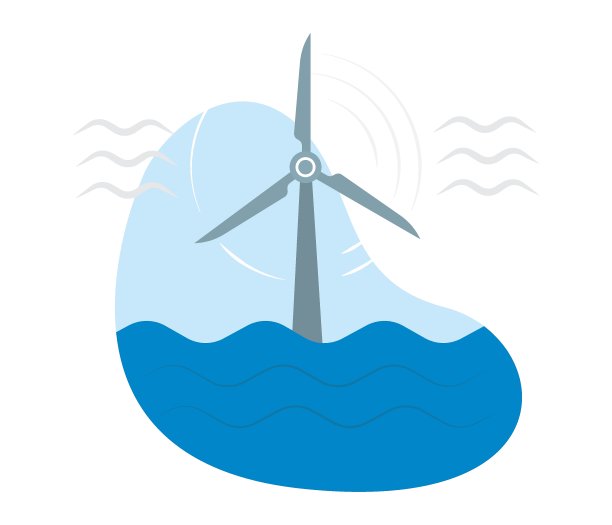 能源概念背景与风力发电机，矢量，插图。图片下载