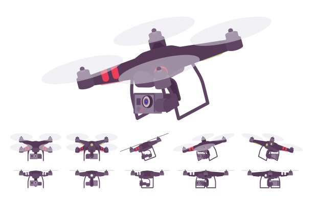 四旋翼直升机，有四个旋翼的无人直升机，摄像机图片下载