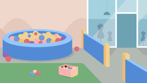 Playzone平面颜色矢量插图图片下载