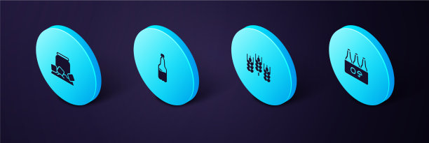 设定等距包装啤酒瓶小麦塑料图片下载