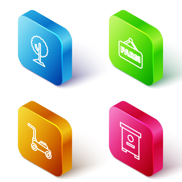 设置等距线树招牌与文本农场图片下载