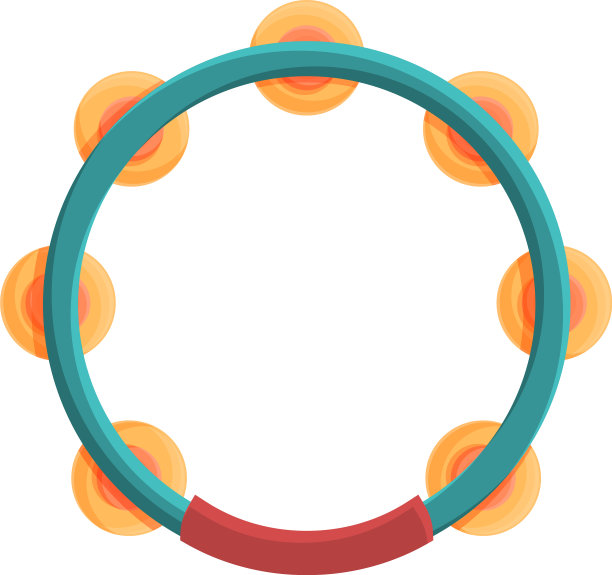手鼓乐器图标卡通风格图片下载