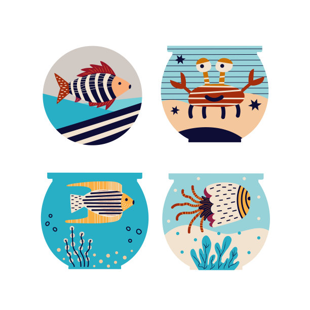 矢量插图的装饰性组成与海洋鱼图片下载