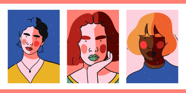 有趣的卡通人物近距离观看。社交网络的插图。图片下载