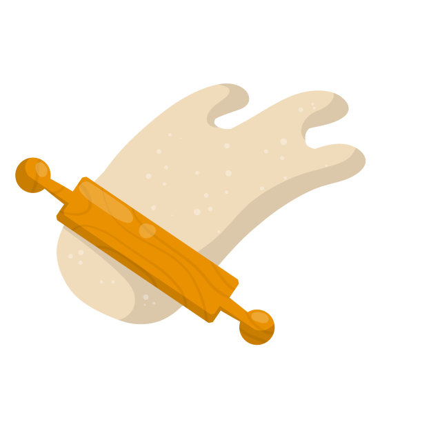 擀面杖和面团。厨房和烹饪用木制器具。图片下载