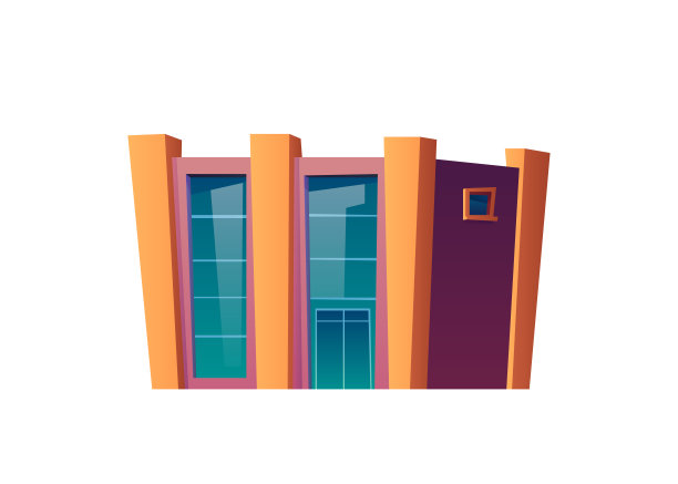 商场或购物中心建筑，混凝土和玻璃为大城市基础设施的孤立建设。商圈或大都市，金融地产。卡通向量在平面风格图片下载