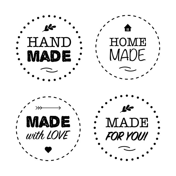 四个黑色的标签和徽章，上面写着图片下载